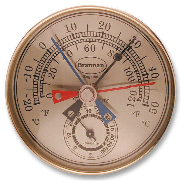 Gilt Dial Max Min Thermometer & Hygrometer 1 Gilt Dial Max Min Thermometer & Hygrometer