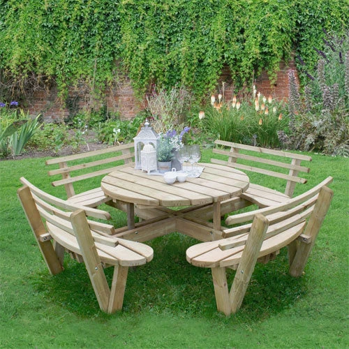 Forest Garden Circular Picnic Table 2 Forest Garden Circular Picnic Table - Image 2