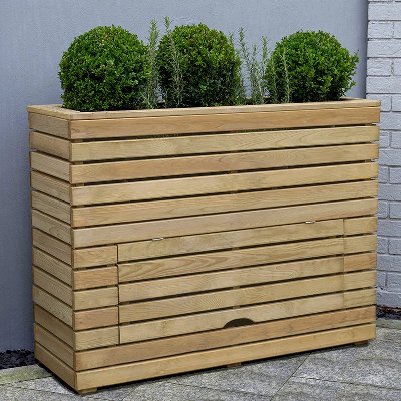 Forest Garden Linear Tall Planter With Storage 1 Forest Garden Linear Tall Planter With Storage