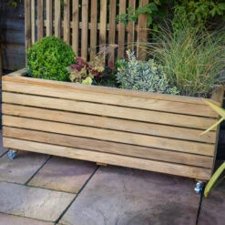 Forest Garden Linear Long Planter With Wheels 14 Forest Garden Linear Long Planter With Wheels -XIKI Garden Shop FGLINPL120WHD2