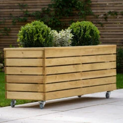Forest Garden Linear Long Planter With Wheels 12 Forest Garden Linear Long Planter With Wheels -XIKI Garden Shop FGLINPL120WHD4
