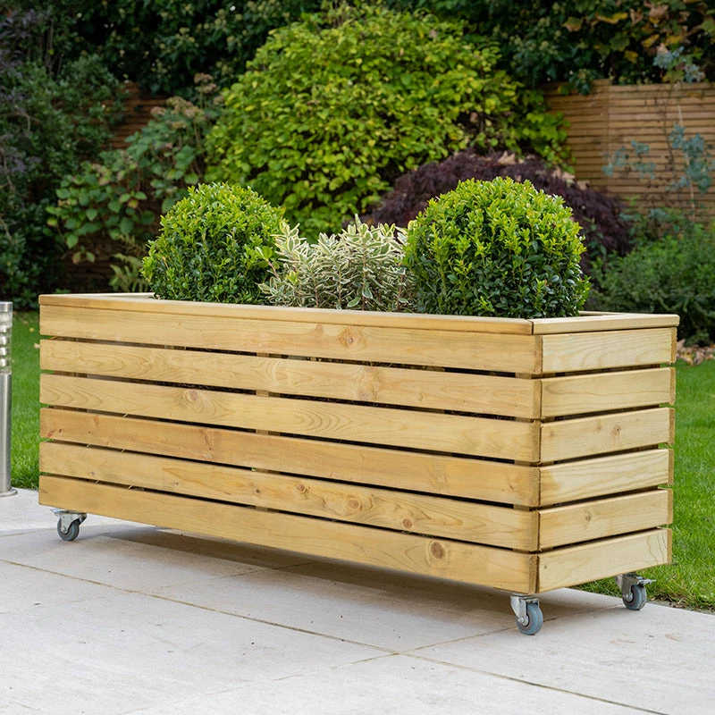 Forest Garden Linear Long Planter With Wheels 1 Forest Garden Linear Long Planter With Wheels