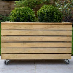 Forest Garden Linear Double Planter With Wheels 15 Forest Garden Linear Double Planter With Wheels -XIKI Garden Shop FGLINPL80WHD1