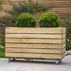 Forest Garden Linear Double Planter With Wheels 14 Forest Garden Linear Double Planter With Wheels -XIKI Garden Shop FGLINPL80WHD2