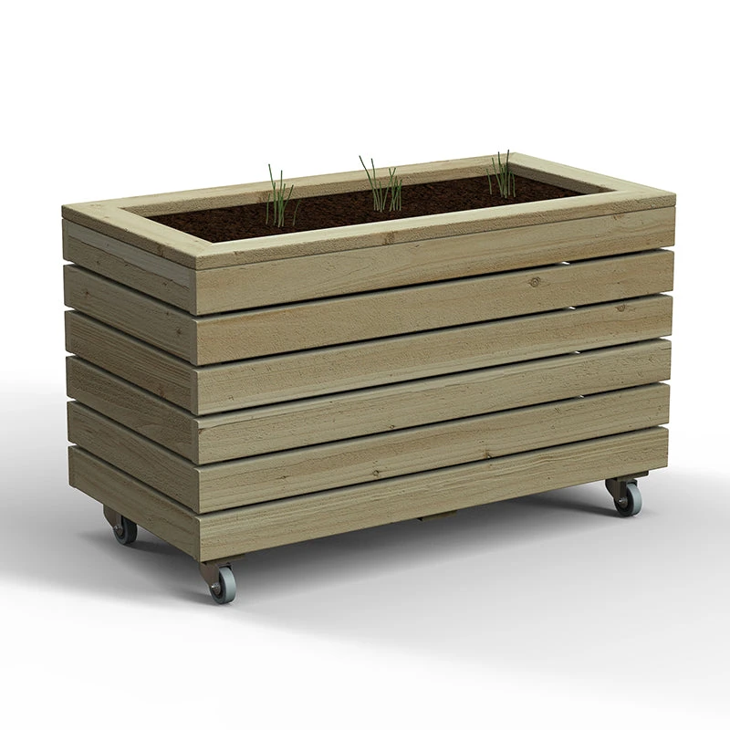 Forest Garden Linear Double Planter With Wheels 2 Forest Garden Linear Double Planter With Wheels - Image 2