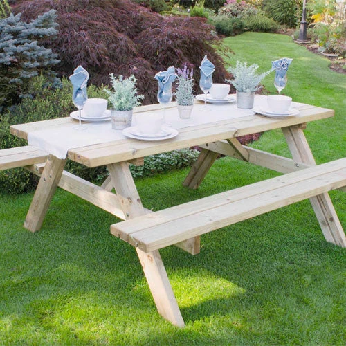 Forest Garden Rectangular Picnic Table 2 Forest Garden Rectangular Picnic Table - Image 2