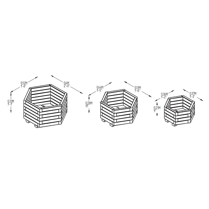 York Hexagonal Planter Set 4 York Hexagonal Planter Set - Image 4