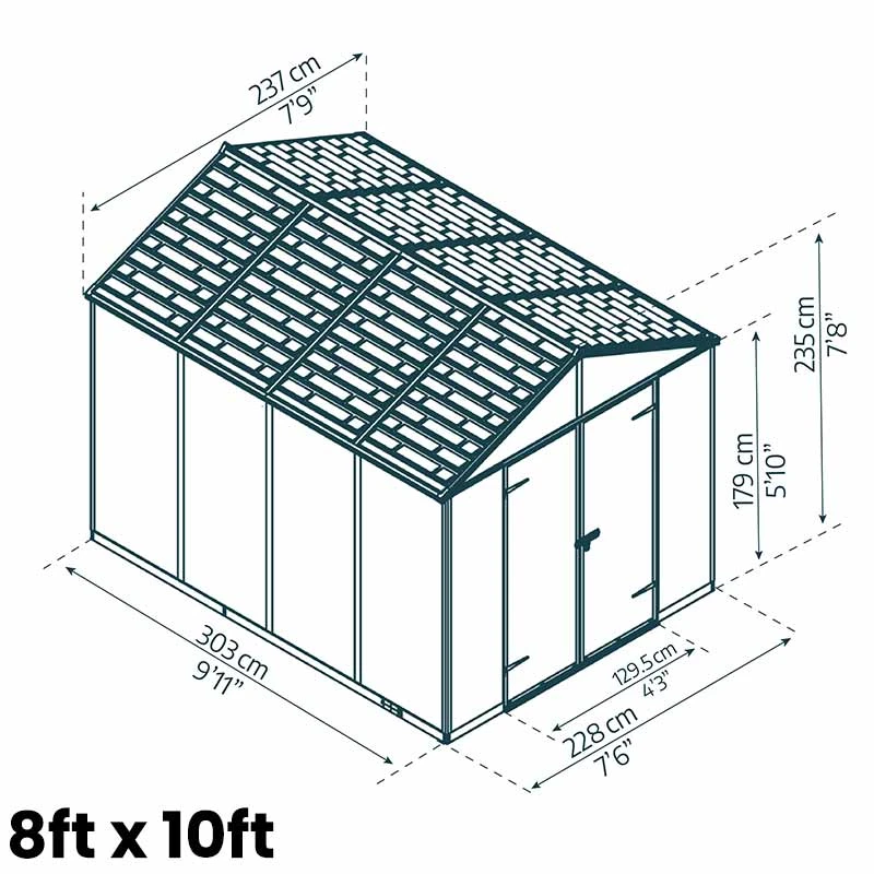 Palram Canopia Rubicon Dark Grey Shed 8ft Wide 8 Palram Canopia Rubicon Dark Grey Shed 8ft Wide - Image 8