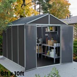 Palram Canopia Rubicon Dark Grey Shed 8ft Wide 17 Palram Canopia Rubicon Dark Grey Shed 8ft Wide -XIKI Garden Shop PRRS811