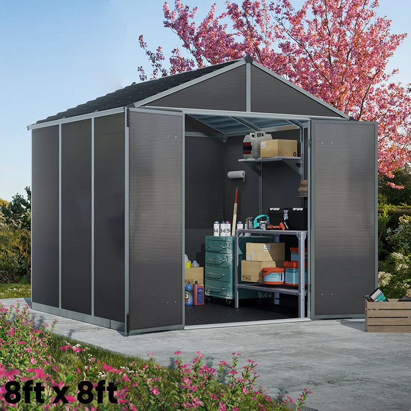 Palram Canopia Rubicon Dark Grey Shed 8ft Wide 1 Palram Canopia Rubicon Dark Grey Shed 8ft Wide
