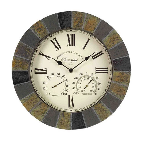 Slate Wall Clock And Themometer Plus Hygrometer 2 Slate Wall Clock And Themometer Plus Hygrometer - Image 2
